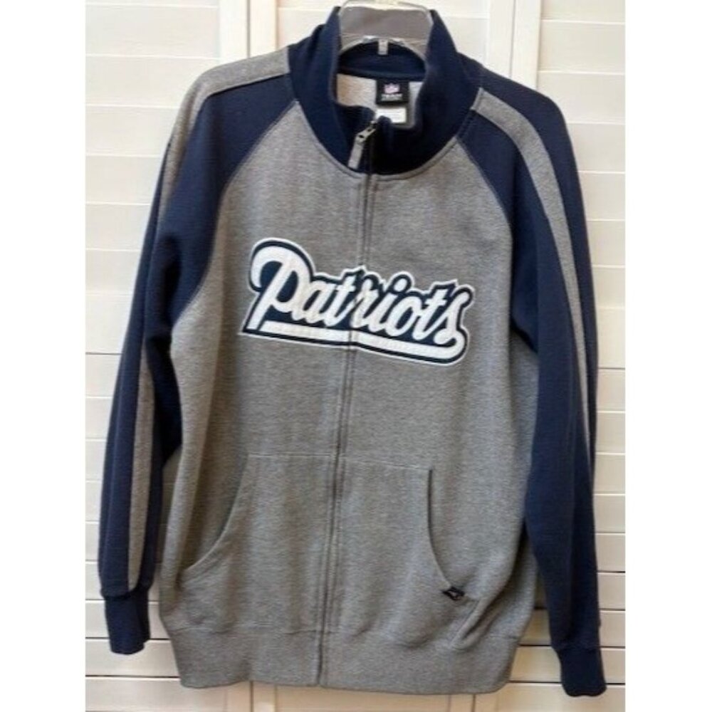NFL Team Apparel Patriots Full-Zip Jacket Navy‎ & Gray Mens Size L